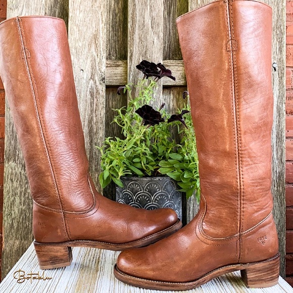 Sold FRYE Vintage USA Tall Knee High Campus Brown Leather Stovepipe Riding Boots - Picture 8 of 14